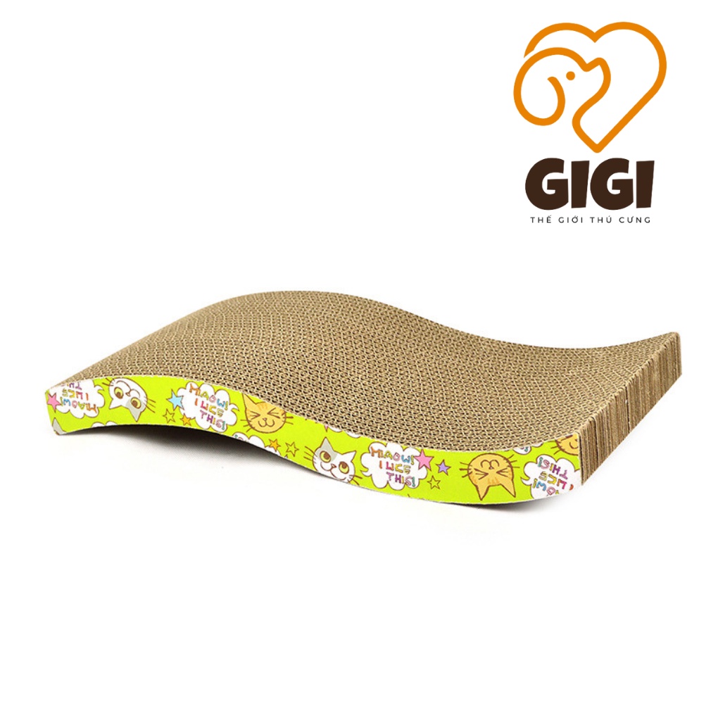 Bàn cào móng mèo lượn sóng kèm canip làm bằng chất liệu cartong phụ kiện cho thú cưng sạch móng  - GiGi Pet Shop