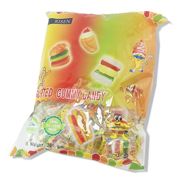 Kẹo Dẻo Gummy Risen Hình Hamburger, Sandwich, Hot dog &amp; Cây Kem (Gói 350g)