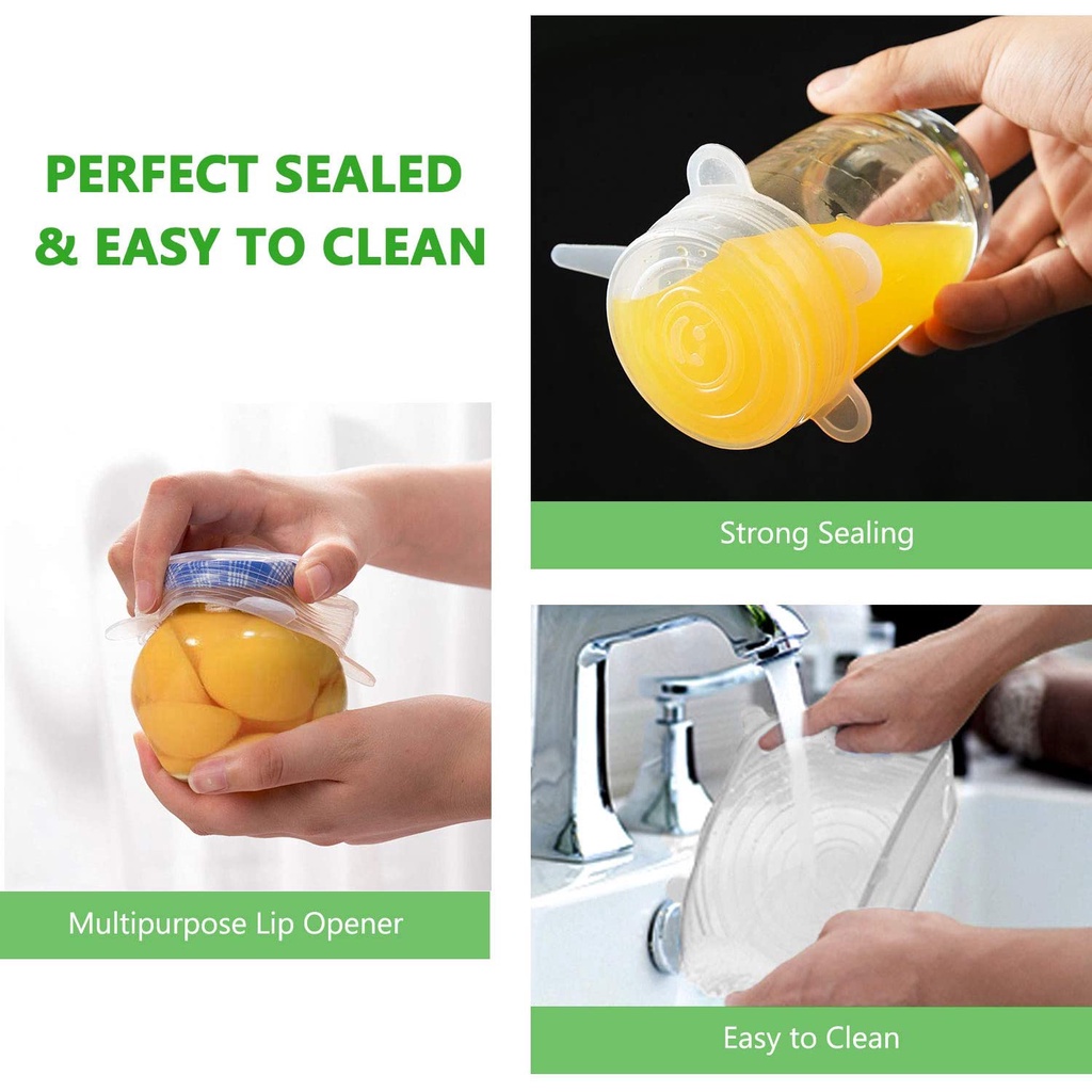 Set 6 nắp silicon ANAEAT thiết kế co giãn đóng kín bảo quản thức ăn tươi ngon