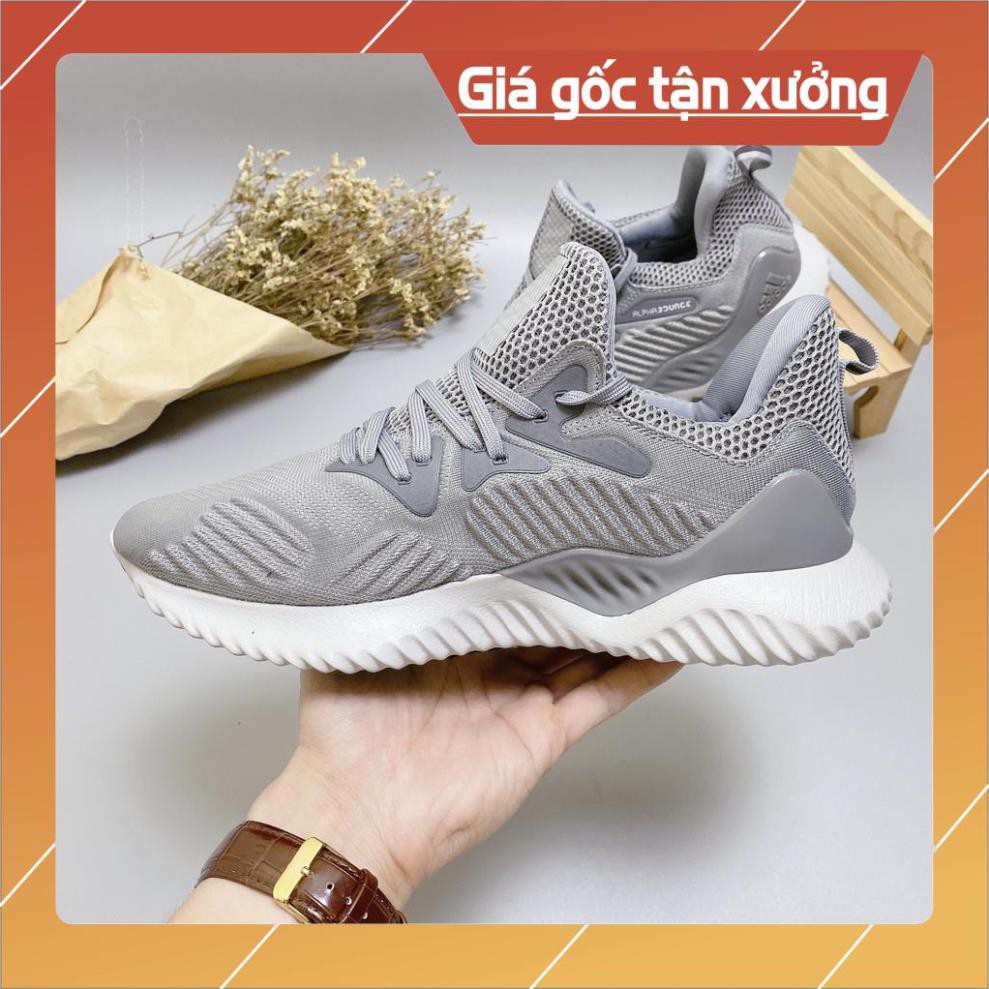 [FreeShip+Giá Hủy Diệt] Giầy Alphabounce xịn sò Full phụ kiện, Giày Sneaker Alpha xám lông chuột