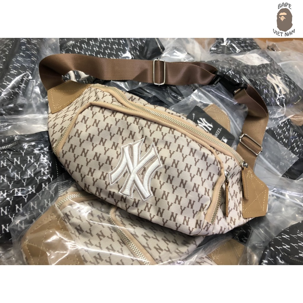 [Ảnh thật + FREESHIP] Túi bao tử NY MLB, Túi đeo chéo NY Mickey chất liệu Canvas 2 màu đen, Be BapeVN | BigBuy360 - bigbuy360.vn