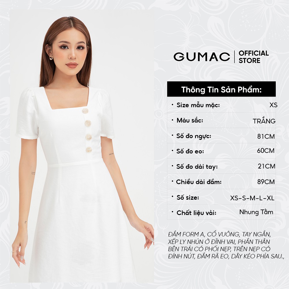 [Mã WABRGU155 giảm 15% tối đa 50k đơn 199k] Đầm body nữ GUMAC thiết kế dáng ôm màu trắng DB429 | BigBuy360 - bigbuy360.vn