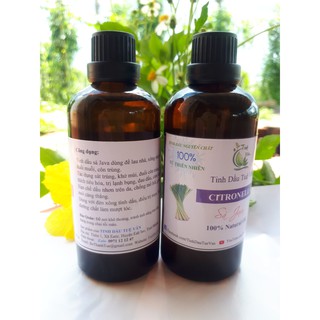 Tinh Dầu Sả Nguyên chất 100% - chai 100ml (Đuổi muỗi, xông nhà...) Đã có giấy test chất lượng