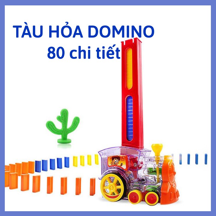 Tàu Hỏa Domino xếp hình có phát nhạc, phát sáng cho bé - TẶNG KÈM PIN