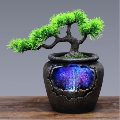 Thác nước tiểu cảnh VẠN NIÊN(Bonsai) cao 40cm_video trưng bày phòng trà,phòng khách...