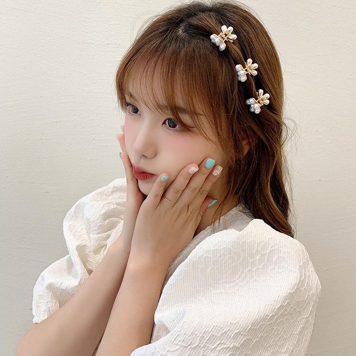 Kẹp tóc đính hạt ngọc trai nhân tạo phong cách Hàn Quốc xinh xắn dành cho nữ