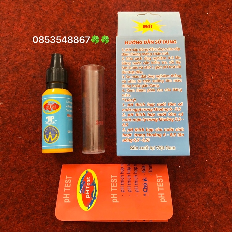 Dung Dịch Đo Kiểm Tra Độ Ph Nước 30Ml - Bộ Test Ph Nước Bể Cá Có Ống Nghiệm