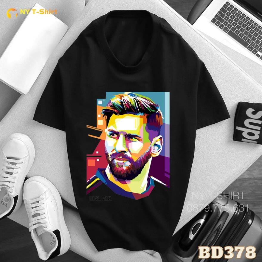 Áo Thun Lionel Messi  Áo Màu Trắng Và Đen Tay Ngắn,Nam Nữ Đều Mang Được Mã BD378 - In Hình Cầu Thủ Bóng Đá