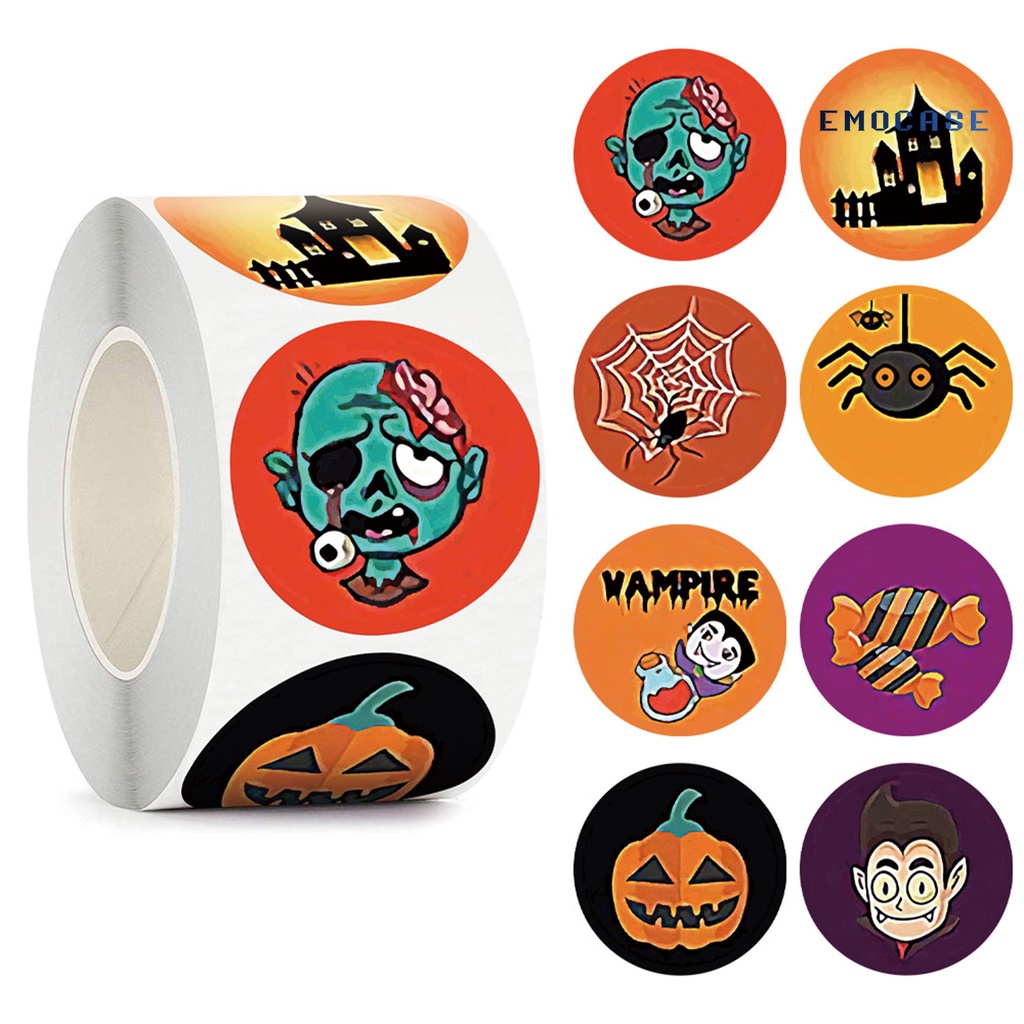 Ny-1 Cuộn Nhãn Dán Trang Trí Halloween Nhiều Màu Dễ Thương