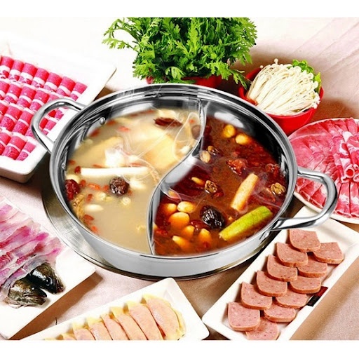 [Vua lẩu] Nồi lẩu hotpot 2 ngăn size to 30cm bằng inox