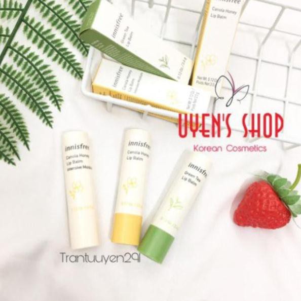 Son dưỡng mật ong/ trà xanh Innisfree Canola Honey/ Green Tea Lip Balm MT98