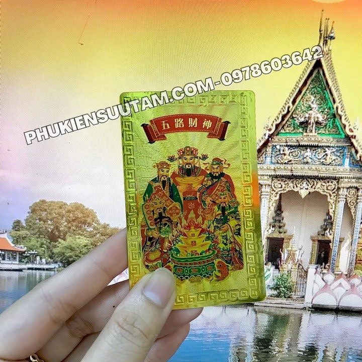 Thẻ Kim Bài Ngũ Lộ Thần Tài, kích thước: 8.3cmx5.3cmx0.2cm - SP005736