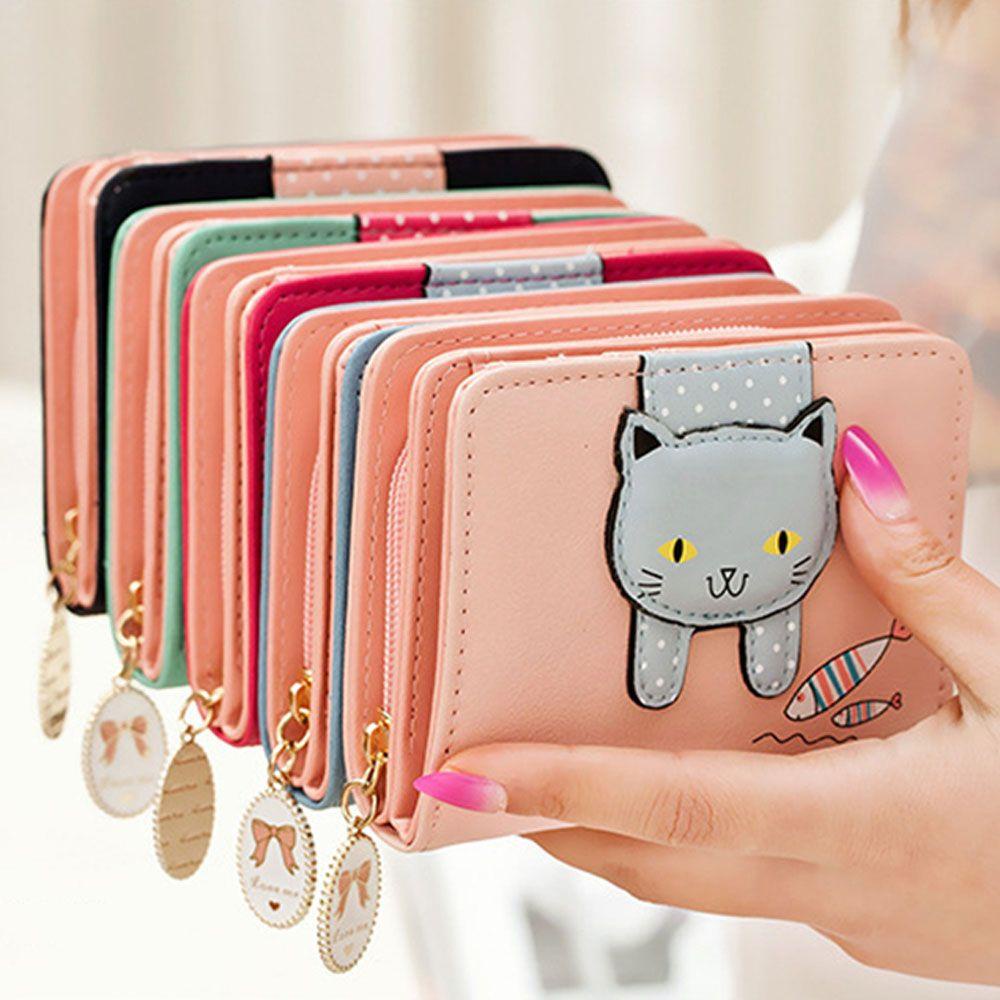 Ví Da PU Dáng Ngắn Có Khóa Kéo Thời Trang Cao Cấp Cho Nữ Giá Đỡ