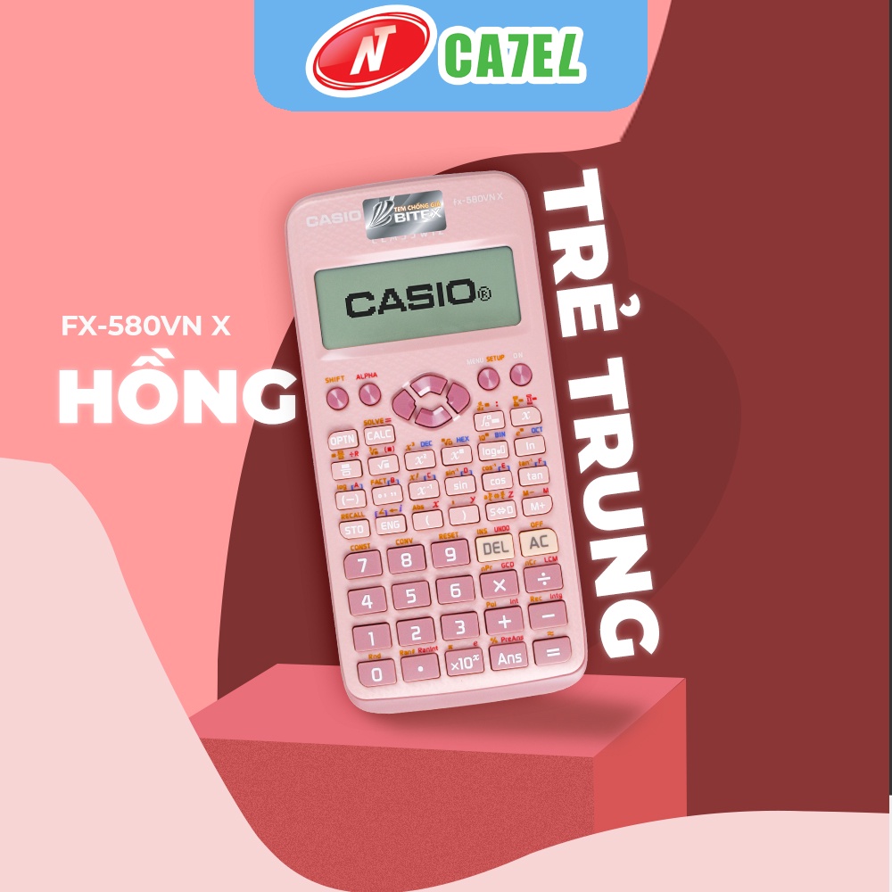 Máy Tính Casio FX 580 VNX Hàng Chính Hãng Bảo Hành 7 Năm BITEX Nhập Khẩu 3 Màu Hồng Xanh Đen Cho Học Sinh NT CATEL