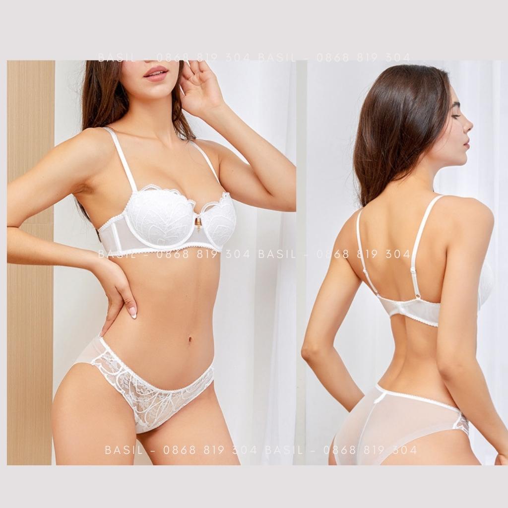 Bộ đồ lót BS07 Basil nữ có gọng nâng ngực mút vừa ren hoa cao cấp
