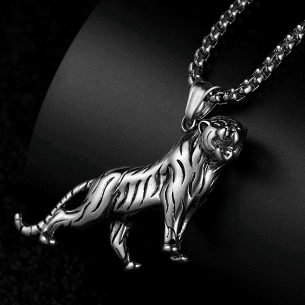 New Punk Animal Necklace Fashion Personality Tiger Pendant Necklace Men Charm Jewelry