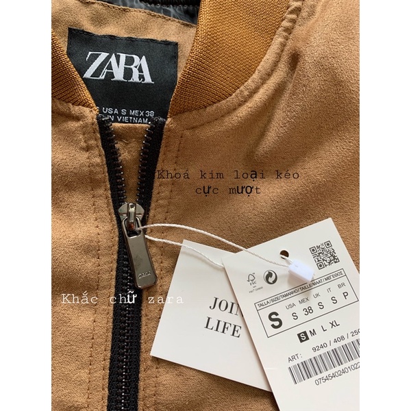 Áo khoác nhẹ bomber da lộn Zara