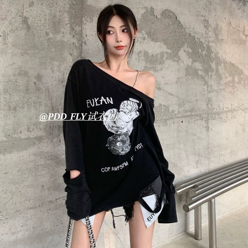 COZOK Áo Thun Tay Dài Hở Vai Thời Trang Dành Cho Nữ