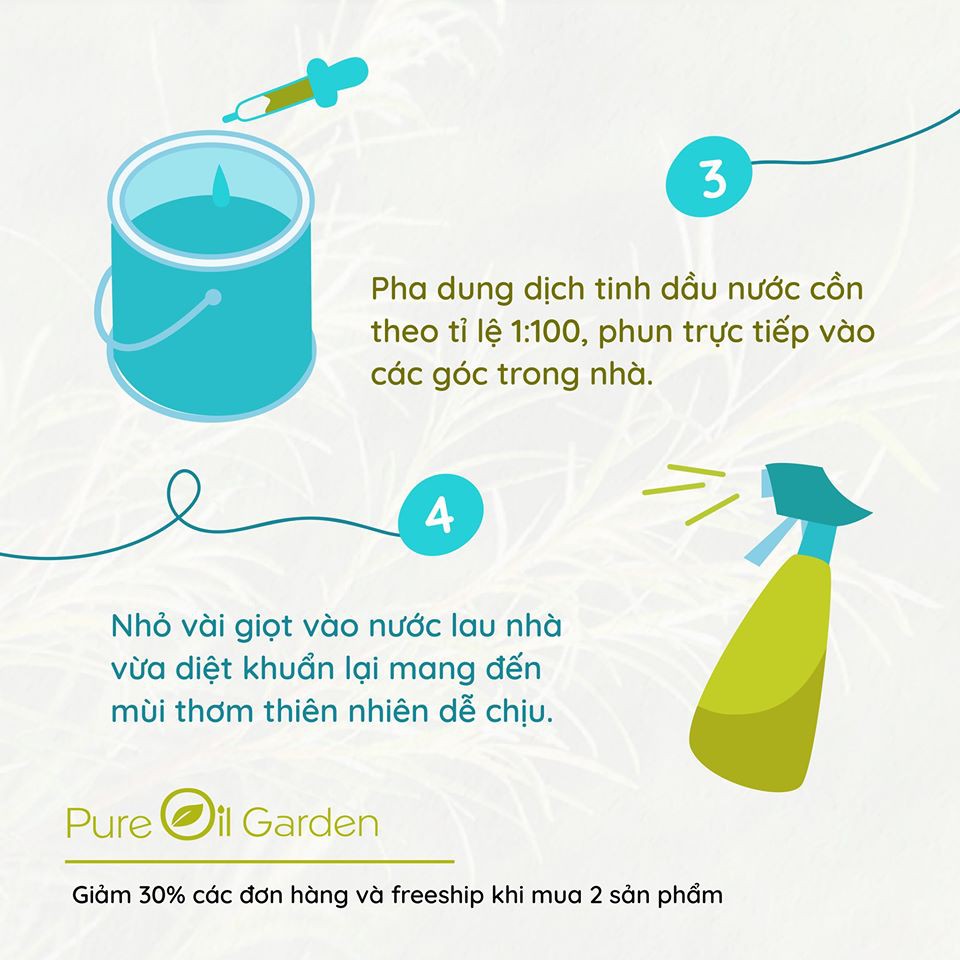 Tinh Dầu Sả Hoa Hồng Pure Oil Garden 100% Thiên Nhiên Nguyên Chất |Sản xuất tại Việt Nam | Kiểm Nghiệm Quatest