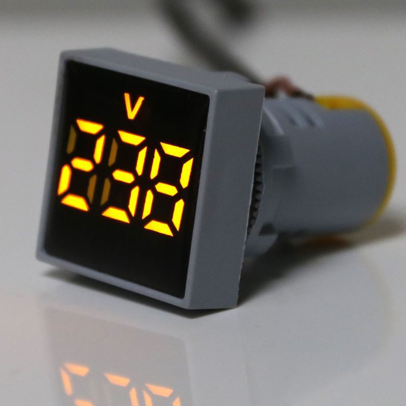Vôn kế vuông 22mm đèn LED báo điện áp AC 20-500V dạng điện tử