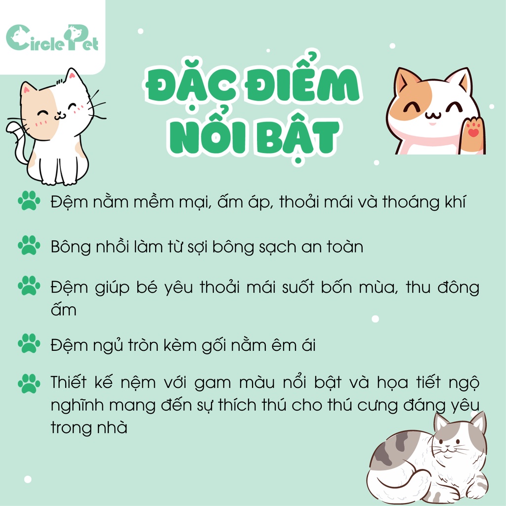 Đệm Nằm Tròn Cho Mèo Hình Con Cừu Đáng Yêu Chất Cotton Mềm Mịn Đủ Size Màu Hồng Và Xanh - Circle Pet