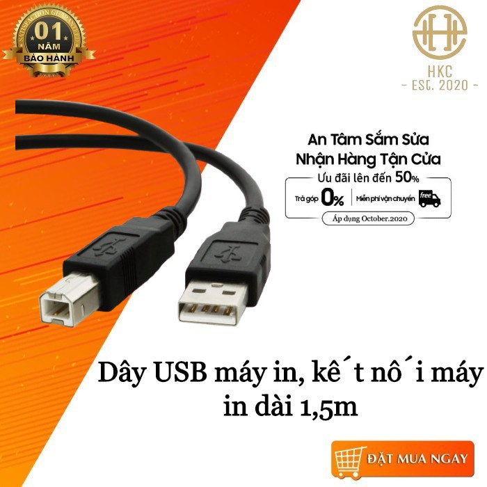 Dây USB máy in, kết nối máy in dài 1,5m