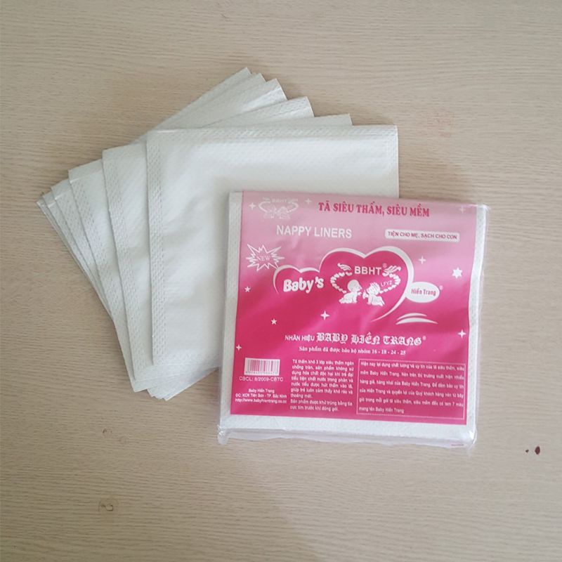 Miếng lót phân xu, giấy lót phân su, tấm lót sơ sinh cao cấp chống thấm 3 lớp Baby Hiền Trang (gói 17-20 miếng)