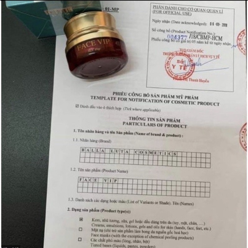 Kem Face Vip Balla Luta Thu Hằng - Face Vip Đỏ Balla Luta 30gr Chính hãng