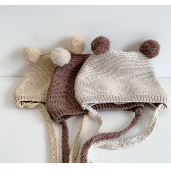 Mũ len cục bông cho bé từ 3m - 18m