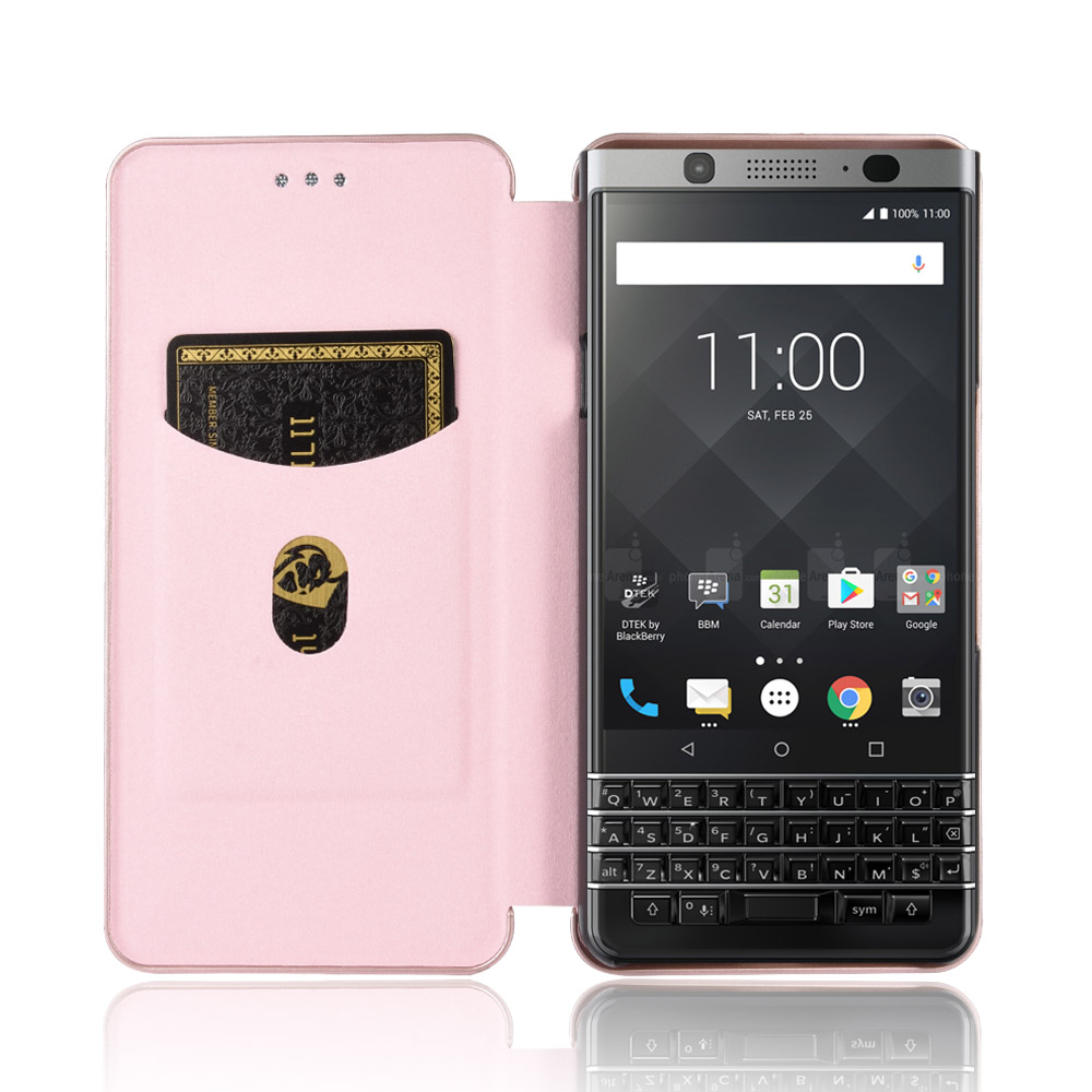 Bao Da Điện Thoại Sợi Carbon Có Ngăn Đựng Thẻ Cho Blackberry Key 2 Keyone Dtek70 Mercury Ốp