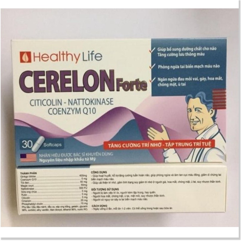 (CHÍNH HÃNG) Cerelon Forte - Giúp bổ sung dưỡng chất cho não , tăng cường lưu thông máu, phòng ngừa tai biến mạch máu nã