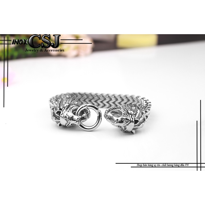 lắc tay inox cao cấp 2 đầu sư tử siêu ngầu, đẹp , không đen - tặng hộp đựn xinh xắn