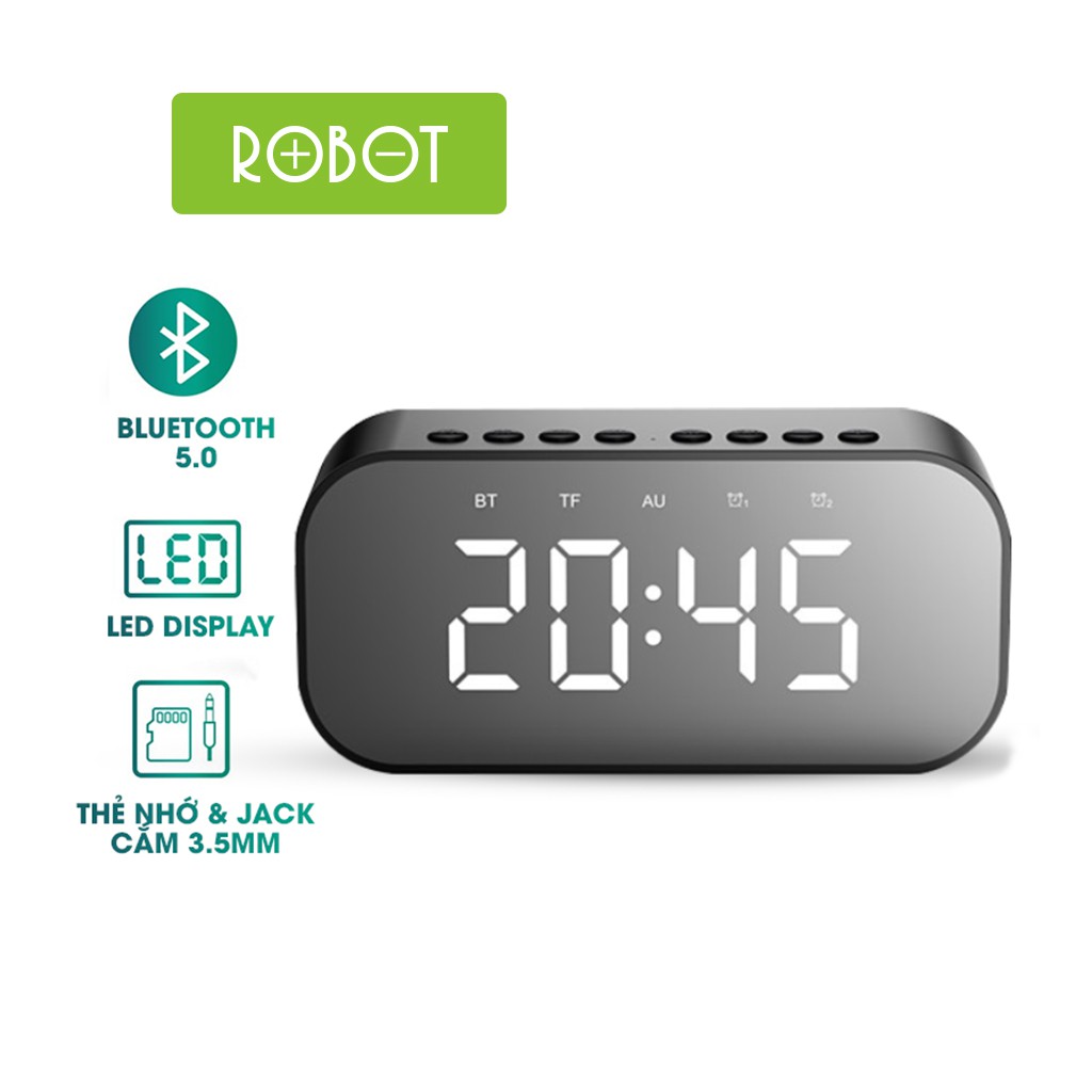 Loa Bluetooth ROBOT RB550 - Kiêm Đồng Hồ Báo Thức Màn Hình LED Tráng Gương - Hỗ Trợ Thẻ Nhớ AUX - Bảo Hành 12 Tháng