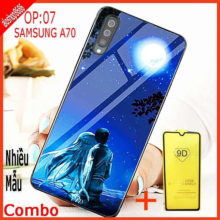 COMBO ốp lưng KÍNH 3D SAMSUNG A70 SANG TRỌNG, TRẺ TRUNG (TẶNG KÈM 1 kính cường lực FULL màn hình ) EDUCASESHOP