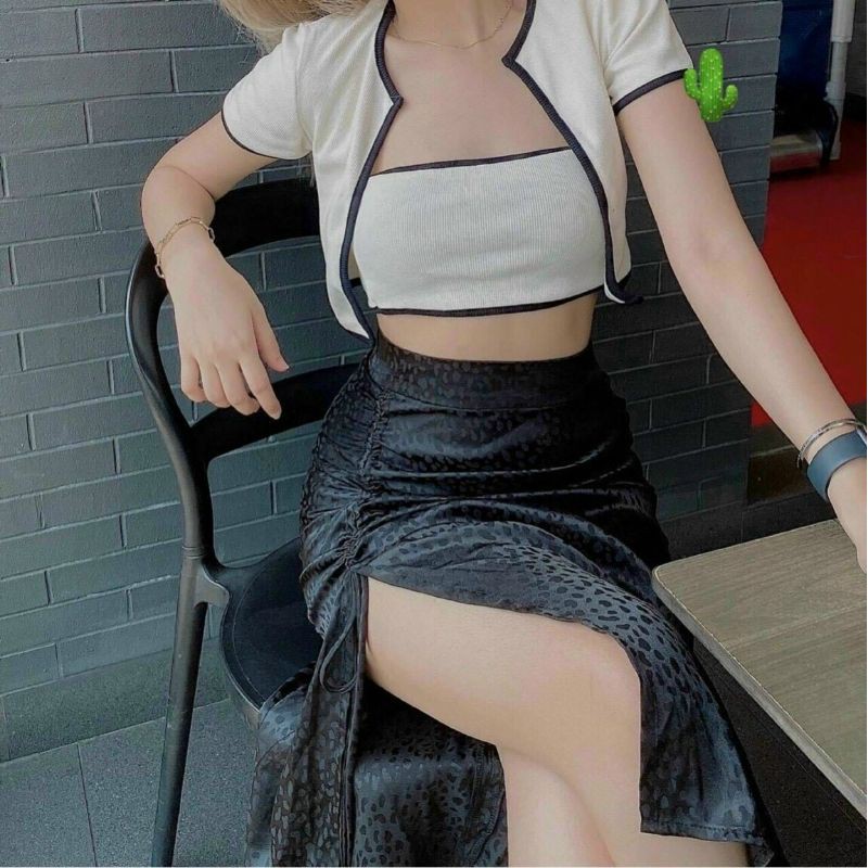 SET ÁO CROPTOP 2 MÓN (ÁO ỐNG + KHOÁC) HOTTREND CỰC ĐẸP