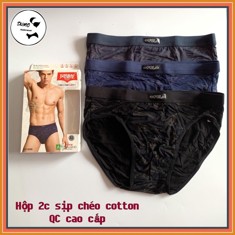 (Hộp 2 cái) Quần lót/ sịp chéo hoạ tiết hàng QCCC. Chất cotton lạnh thoáng mát, mềm mại. Ảnh thật. SUMO Underwear