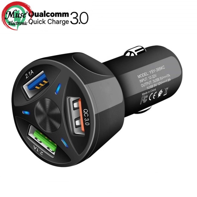 Củ Sạc Xe Hơi 3 Cổng Usb Dc 12-24v 1.1a/2a/2.1a Có Giá Đỡ Đứng