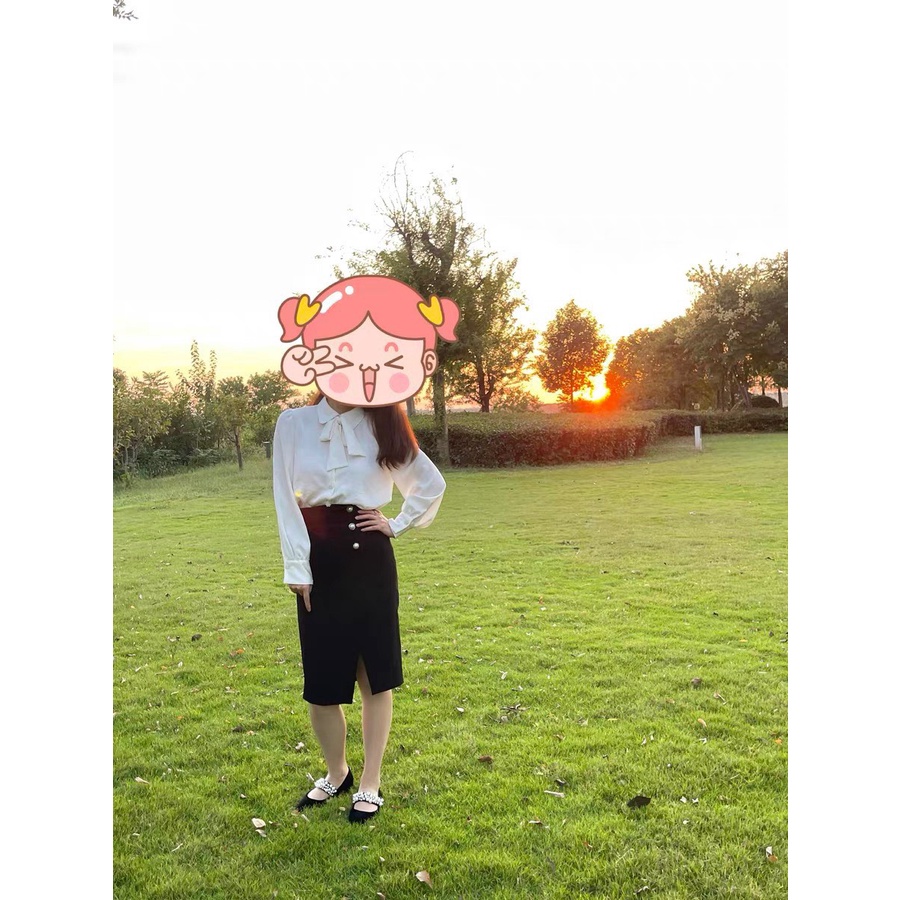 ÁO LỤA ZAR.A NƠ CỔ CÚC NGỌC 3M