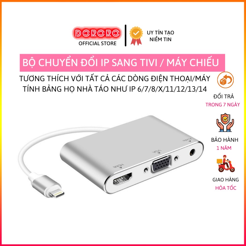 Bộ chuyển đổi IP sang Máy chiếu Tivi Màn Hình - Bộ chuyển đổi IP 5/6/7/8/X/11/12/13/14 sang HDMI VGA JacK 3.5 Audio