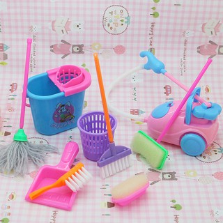 Phụ Kiện Búp Bê - Bộ 09 Món Dụng Cụ Vệ Sinh, Dọn Dẹp Cho Búp Bê