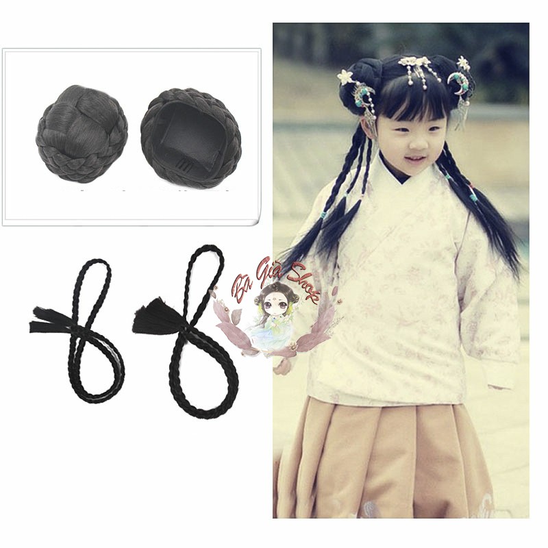 Set búi tóc giả cổ trang trẻ em
