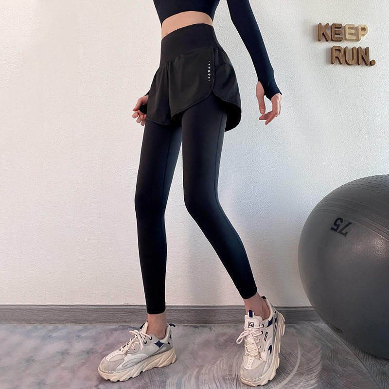 Quần legging liền quần đùi tập gym yoga ❤️FREESHIP❤️ vải thun co giãn thoải mái cho nữ tập thể thao Rẻ Đẹp GYMSTORE 115