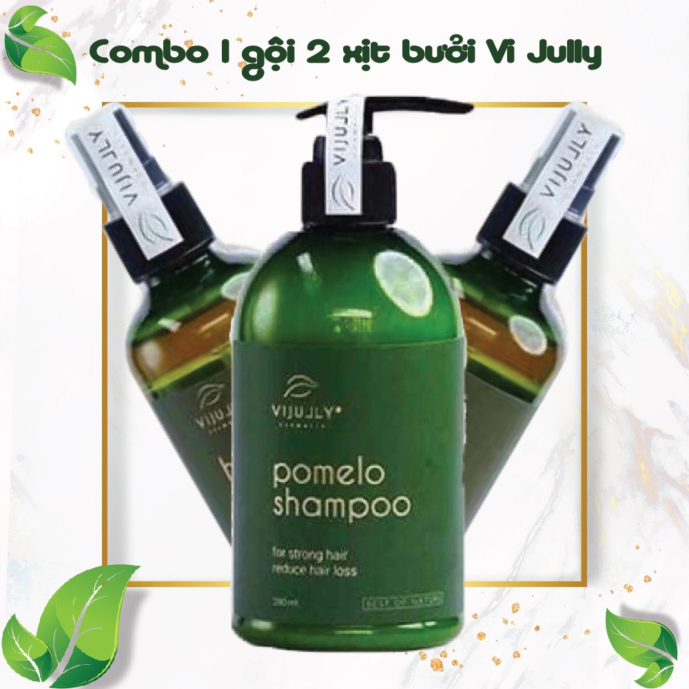 Combo 1 gội bưởi và 2 chai tinh dầu xịt bưởi Vi Jully giúp ngăn ngừa rụng tóc và kích thích mọc tóc hiệu quả cao | BigBuy360 - bigbuy360.vn