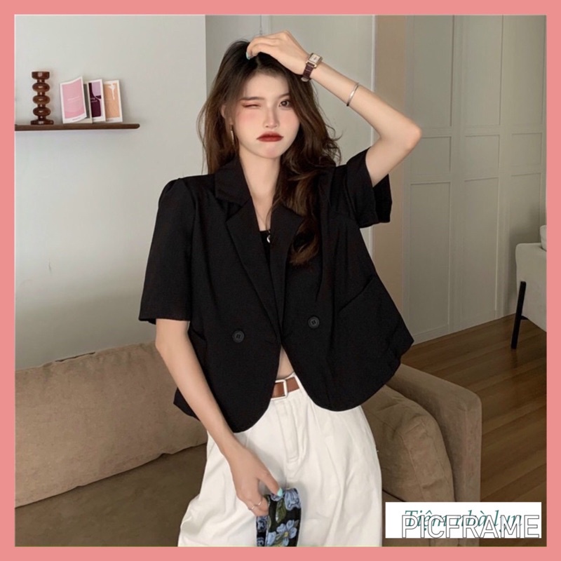 Áo blazer cộc tay dáng ngắn / Áo vest kiểu dáng ngắn tay bồng | BigBuy360 - bigbuy360.vn