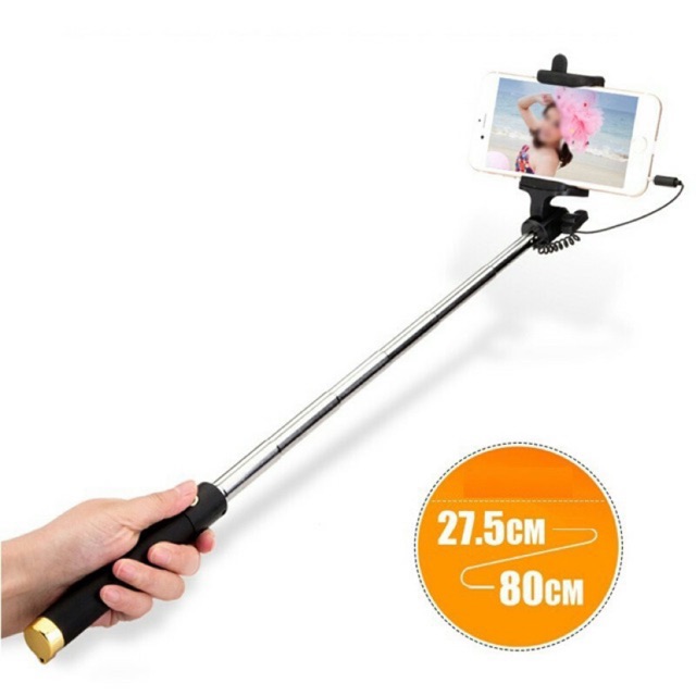Gậy tự sướng chụp hình ci sắt - gậy tự sướng thân đen dài 80cm