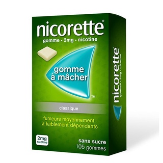 Kẹo Nicorette Classic Gomme 2mg cai thuốc lá hộp 105 viên (không đường)