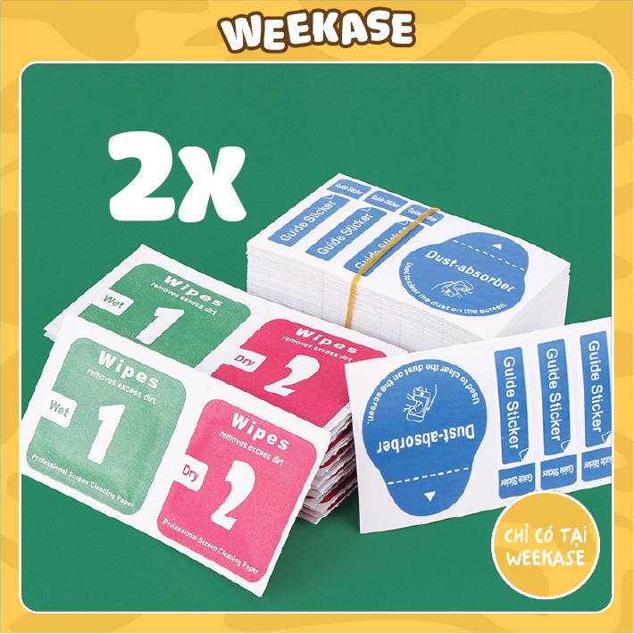2x Combo giấy lau màn hình điện thoại (1 combo 2 miếng) - 1 miếng khô 1 miếng ướt