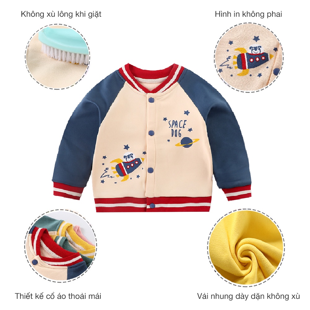 Áo khoác trẻ em, áo khoác bóng chày cho bé từ 1-10 tuổi siêu dễ thương mã QA-004