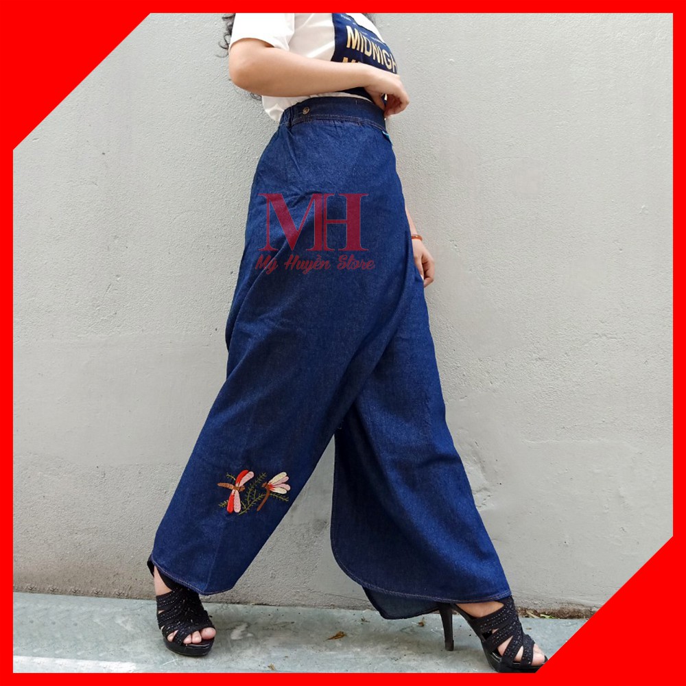 Váy Chống Nắng Dạng Quần Jean Chất Liệu Cotton Dày Dặn Và Mềm Mại Thêu Họa Tiết Có Nút Bấm Chân Tiện Lợi Mỹ Huyền Store | BigBuy360 - bigbuy360.vn