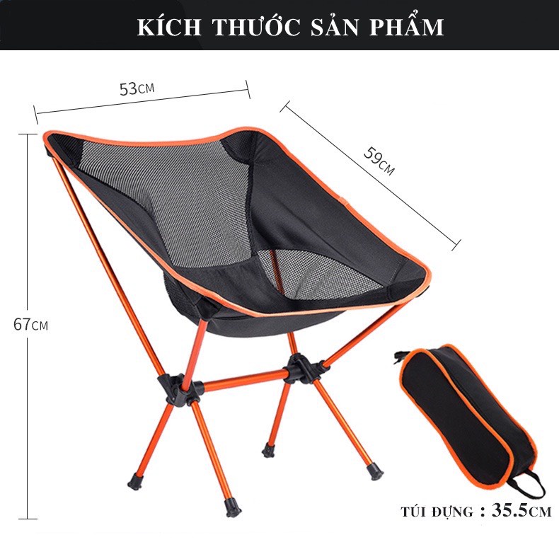 Ghế tựa gấp gọn du lịch, cắm trại, dã ngoại tiện lợi, nhỏ gọn, dễ tháp lắp